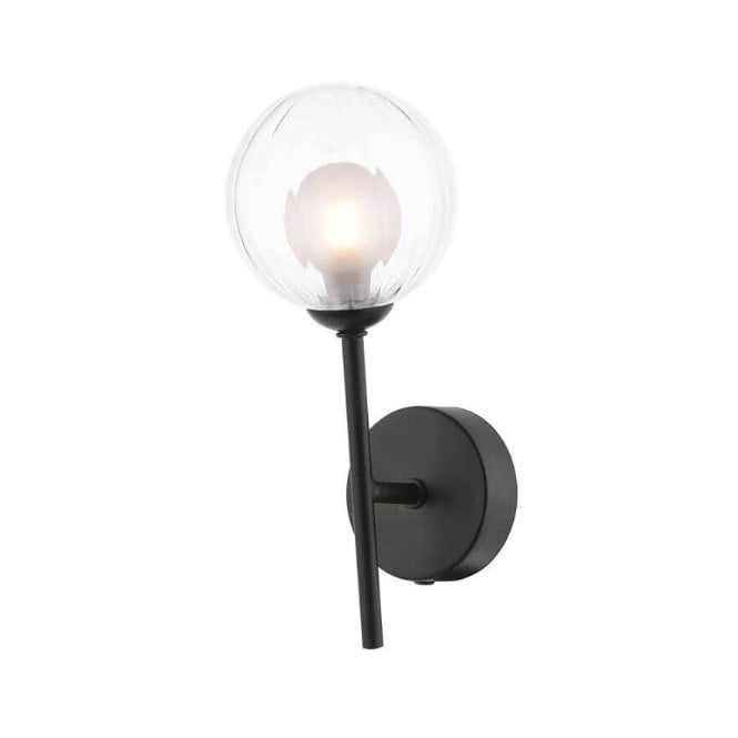  COHEN Black Wall Light with GL3 Twisted Glass Globe Shade