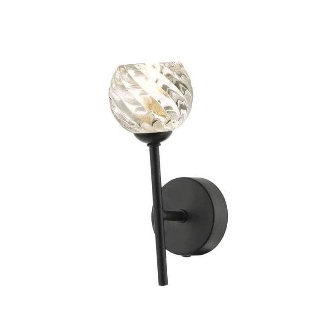  COHEN Black Wall Light with GL5 Twisted Open Glass Shade