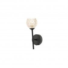 The Options Collection COHEN Black Wall Light with GL6 Dimpled Glass Shade
