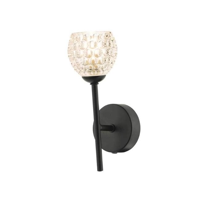  COHEN Black Wall Light with GL6 Dimpled Glass Shade