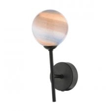 Black Wall Light With GL7L Large Planet Art Glass Globe Shade
