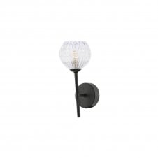 The Options Collection COHEN Black Wall Light with GL9 Inner Wire Glass Globe Shade