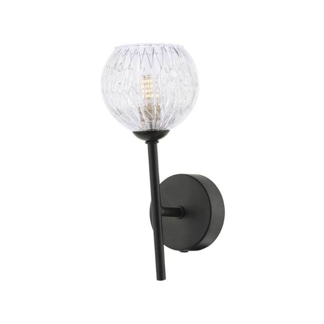  COHEN Black Wall Light with GL9 Inner Wire Glass Globe Shade