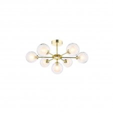The Options Collection COHEN Polished Gold Semi Flush Ceiling Light with GL4 Opal Inner and Clear Glass Globe Shade