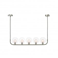 The Options Collection CRADLE 5 Light Bar Pendant in Chrome with GL20 Opal & Clear Ribbed Glass Shade