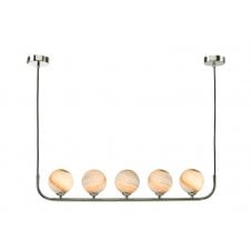 5 Light Bar Pendant In Chrome With GL7L Large Planet Art Glass Globe Shade