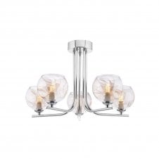 The Options Collection CRADLE 5 Light Semi Flush Fixture in Chrome with GL16 Champagne Organic Glass Shade