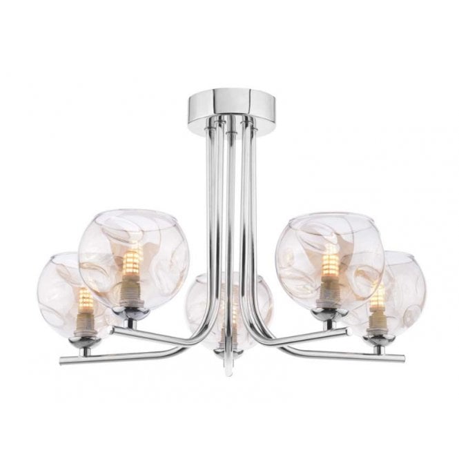  CRADLE 5 Light Semi Flush Fixture in Chrome with GL16 Champagne Organic Glass Shade