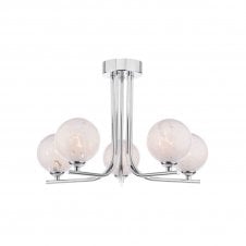 The Options Collection CRADLE 5 Light Semi Flush Fixture in Chrome with GL17 White Confetti Glass Shade