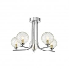 The Options Collection CRADLE 5 Light Semi Flush Fixture in Chrome with GL3 Twisted Glass Globe Shade