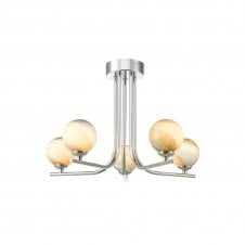 The Options Collection CRADLE 5 Light Semi Flush Fixture in Chrome with GL7 Planet Glass Globe Shade