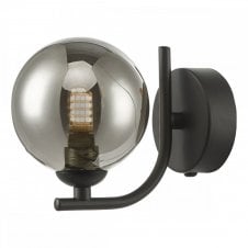 The Options Collection CRADLE Matt Black Wall Light with GL1 Smoked Glass Globe Shade