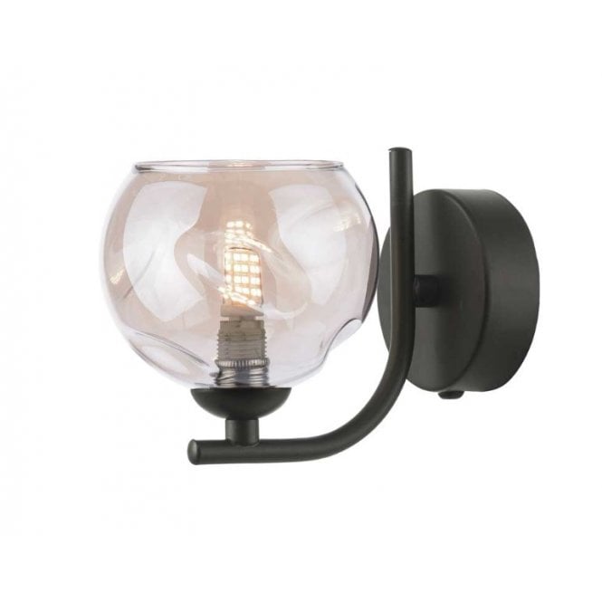  CRADLE Matt Black Wall Light with GL16 Champagne Organic Glass Shade