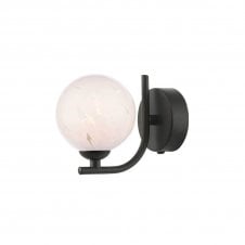 The Options Collection CRADLE Matt Black Wall Light with GL17 White Confetti Glass Shade