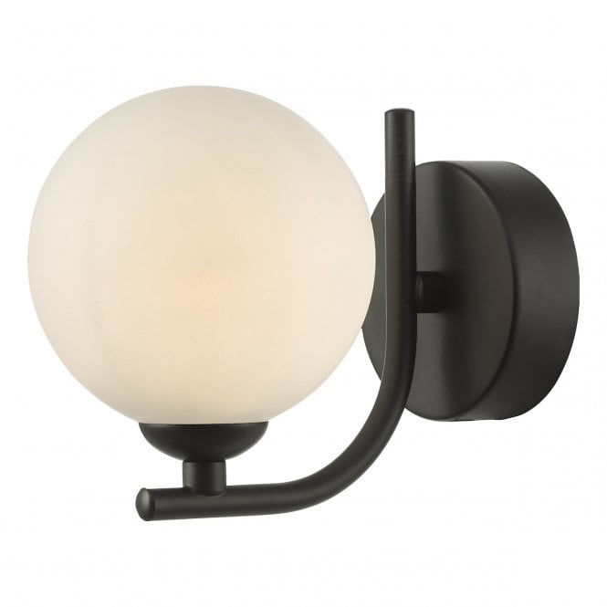  CRADLE Matt Black Wall Light with GL2 Opal Glass Globe Shade