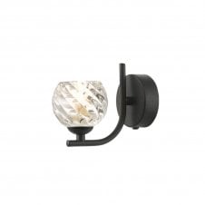 The Options Collection CRADLE Matt Black Wall Light with GL5 Twisted Open Glass Shade