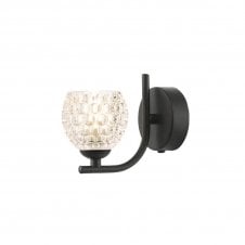 The Options Collection CRADLE Matt Black Wall Light with GL6 Dimpled Glass Shade