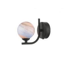 The Options Collection CRADLE Matt Black Wall Light with GL7 Planet Glass Globe Shade