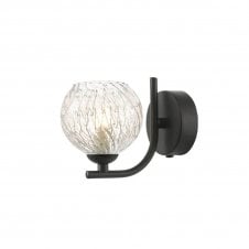 The Options Collection CRADLE Matt Black Wall Light with GL9 Inner Wire Glass Globe Shade