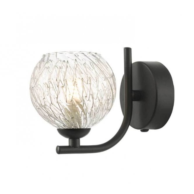  CRADLE Matt Black Wall Light with GL9 Inner Wire Glass Globe Shade