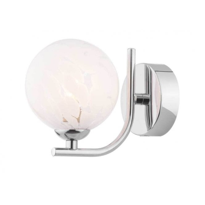  CRADLE Wall Light Chrome with GL17 White Confetti Glass Shade
