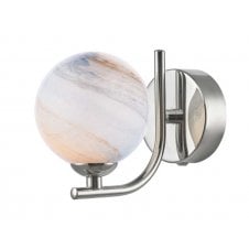 Wall Light Chrome With GL7L Large Planet Art Glass Globe Shade