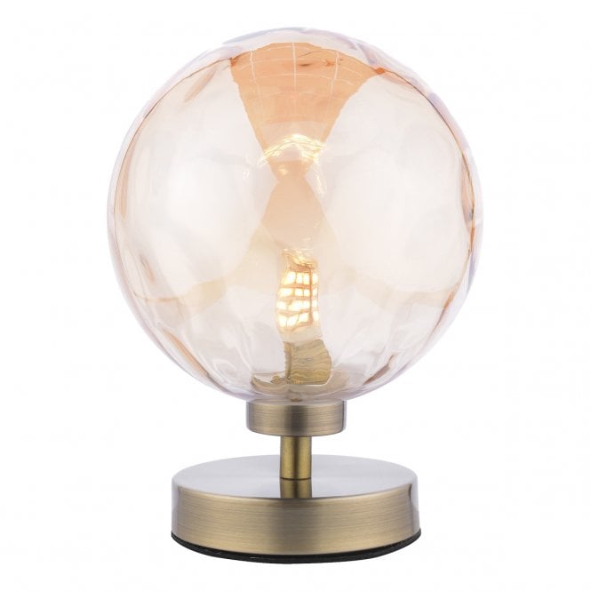  ESBEN Touch Table Lamp in Antique Brass with Champagne Dimpled Glass Globe Shade