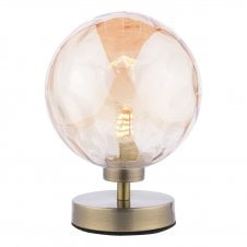  Touch Table Lamp in Antique Brass with Champagne Dimpled Glass Globe Shade
