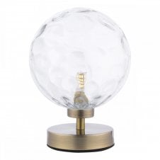 The Options Collection ESBEN Touch Table Lamp in Antique Brass with Clear Dimple Glass Globe Shade