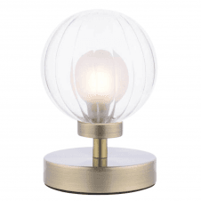 The Options Collection ESBEN Touch Table Lamp in Antique Brass with Opal and Clear Ribbed Glass Shade