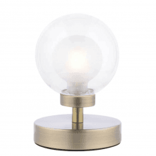The Options Collection ESBEN Touch Table Lamp in Antique Brass with Opal and Glass Globe Shade