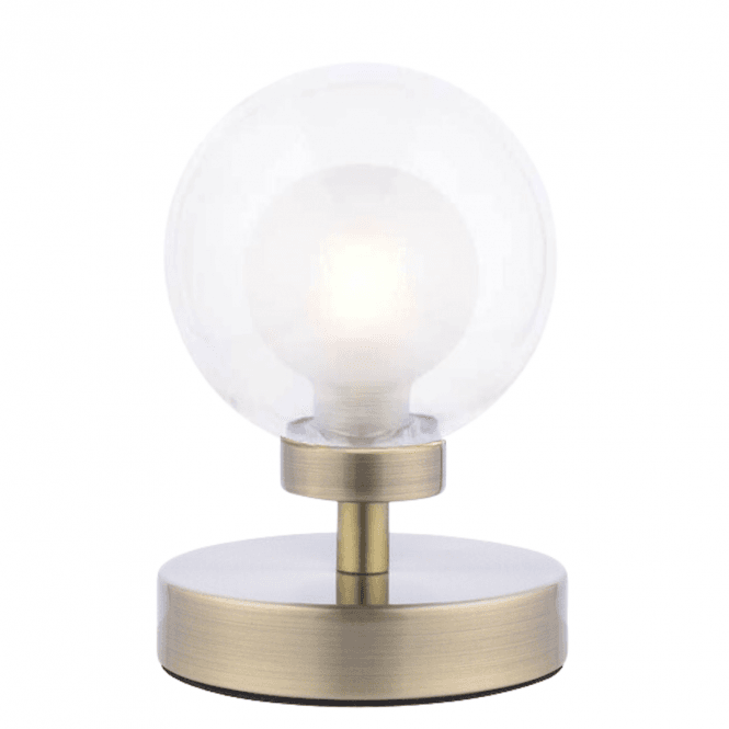  ESBEN Touch Table Lamp in Antique Brass with Opal and Glass Globe Shade