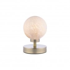 The Options Collection ESBEN Touch Table Lamp in Antique Brass with White Confetti Glass Globe Shades