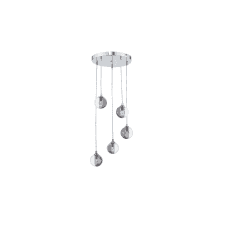 The Options Collection FEDERICO 5 Light Pendant Cluster | Chrome, Smoked & Clear Ribbed Glass