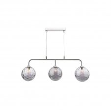 The Options Collection FEYA Chrome 3 Light Pendant Bar with GL10 Smoked Dimpled Glass Shade