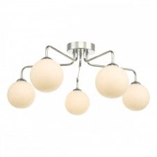 The Options Collection FEYA Chrome 5 Light Semi Flush Ceiling Fixture with GL2 Opal Glass Globe Shade