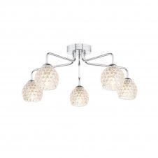 The Options Collection FEYA Chrome 5 Light Semi Flush Ceiling Fixture with GL6 Dimpled Glass Shade