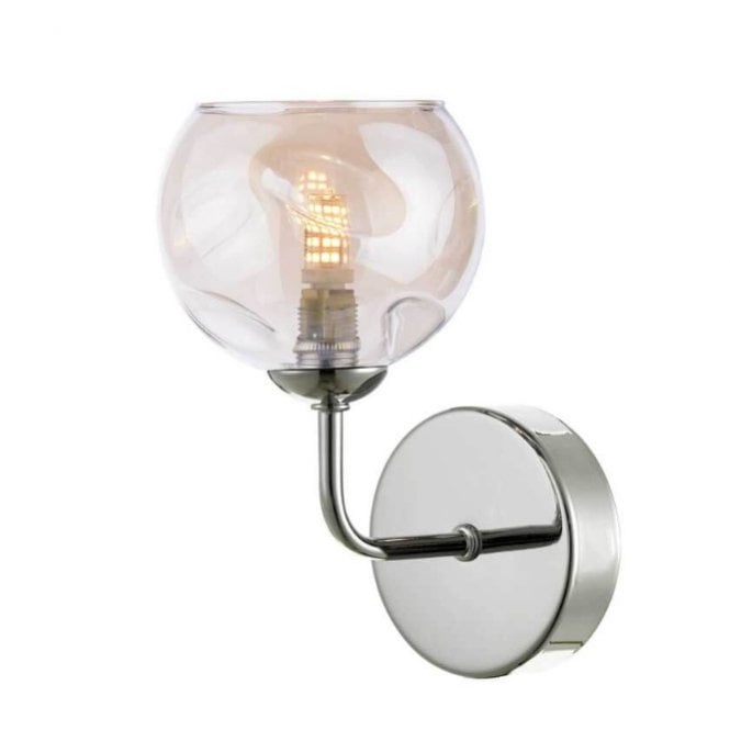 FEYA Chrome Wall Light with GL16 Champagne Organic Glass Shade