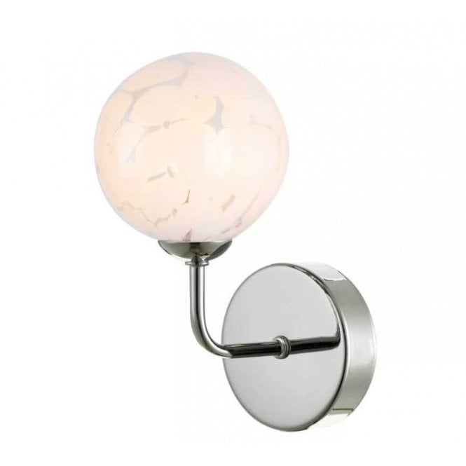  FEYA Chrome Wall Light with GL17 White Confetti Glass Shade