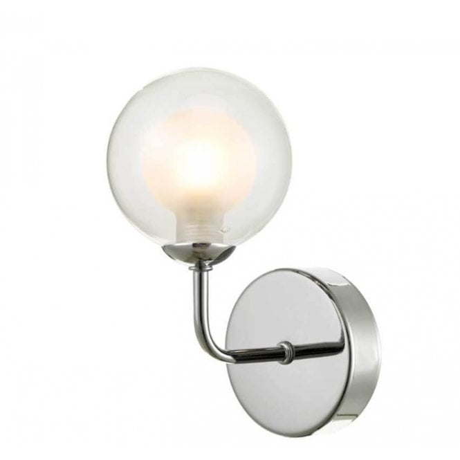  FEYA Chrome Wall Light with GL4 Opal Inner and Clear Glass Globe Shade