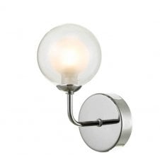 Chrome Wall Light With GL4 Opal Inner And Clear Glass Globe Shade
