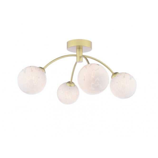  IZZY 4 Light Semi-Flush Matt Gold Fitting Confetti Glass Shades