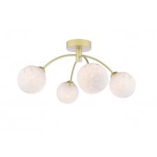 4 Light Semi-Flush Matt Gold Fitting Confetti Glass Shades