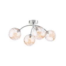 The Options Collection IZZY Chrome 4 Light Semi Flush Ceiling Light with Champagne Glass Globe Shades