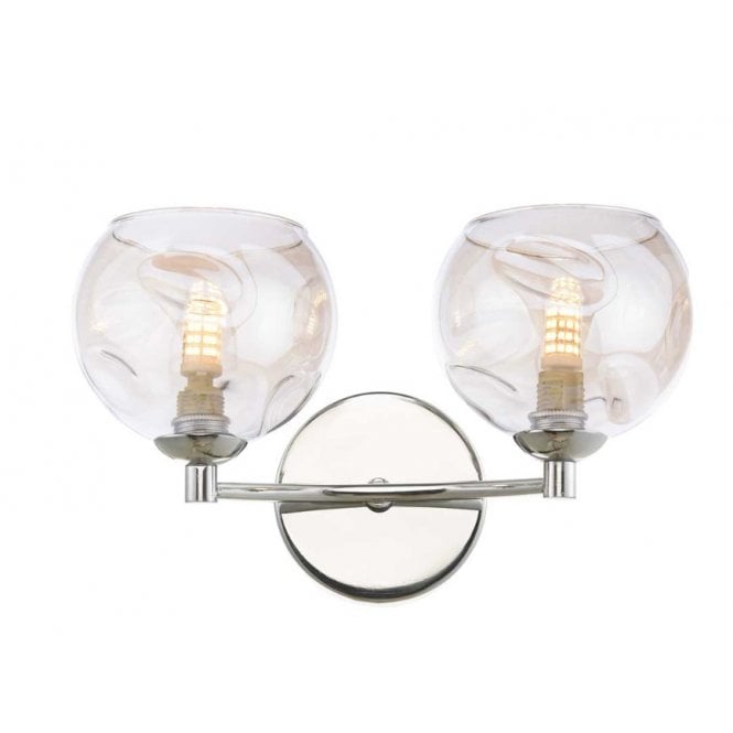  IZZY Double Wall Light in Chrome with Champagne Organic Glass Shades