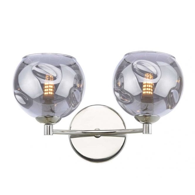  IZZY Double Wall Light in Chrome with Smoked Organic Glass Shades