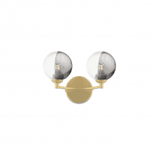 The Options Collection IZZY Double Wall Light Matt Gold with Smoked & Clear Ribbed Glass Shade