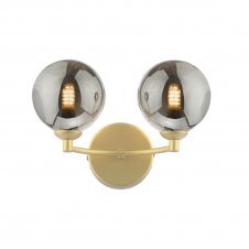 The Options Collection IZZY Double Wall Light Matt Gold with Smoked Glass Shades