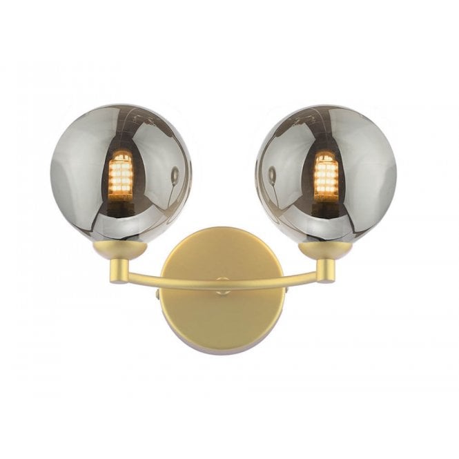  IZZY Double Wall Light Matt Gold with Smoked Glass Shades