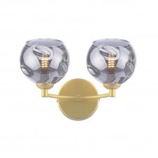 The Options Collection IZZY Double Wall Light Matt Gold with Smoked Organic Glass